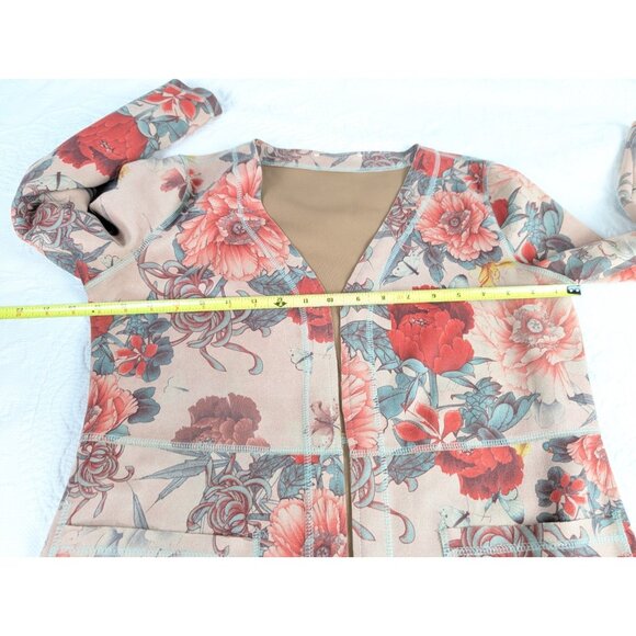 Solitaire Anthropologie Jacket Cardigan XS Faux Suede Floral Open Front Boho - Picture 9 of 14